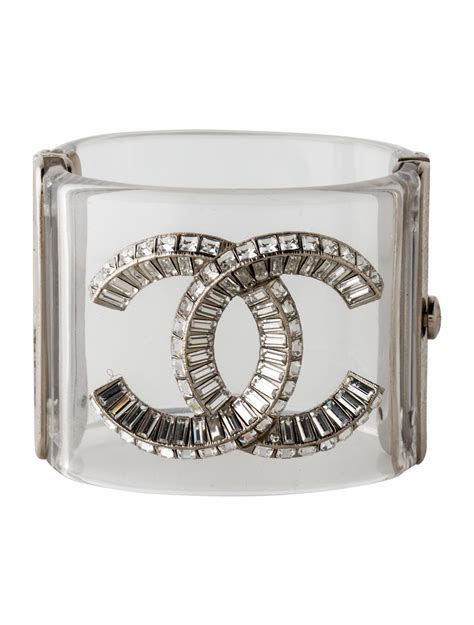 chanel crystal cc cuff bracelet silver|authentic Chanel charm bracelets.